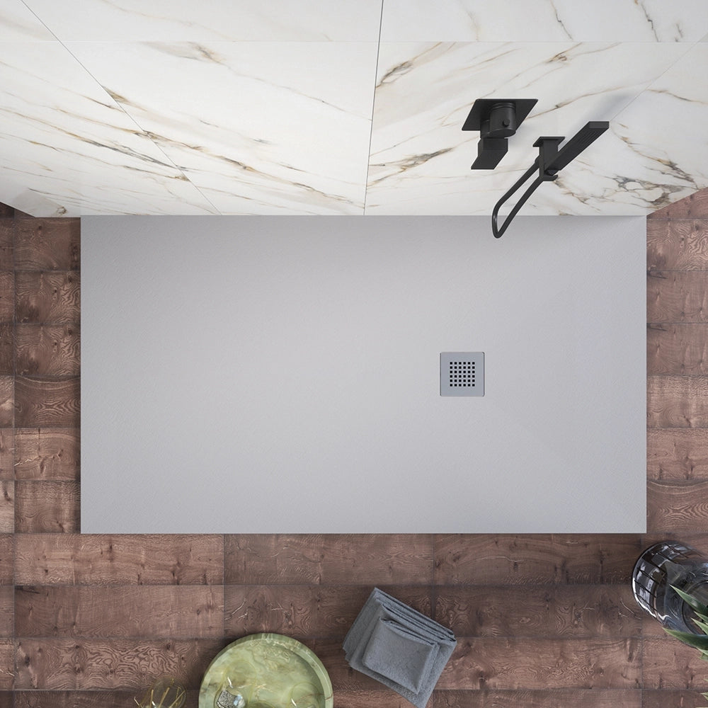 Piatto doccia 80x120cm in marmoresina grigio effetto pietra | Kos