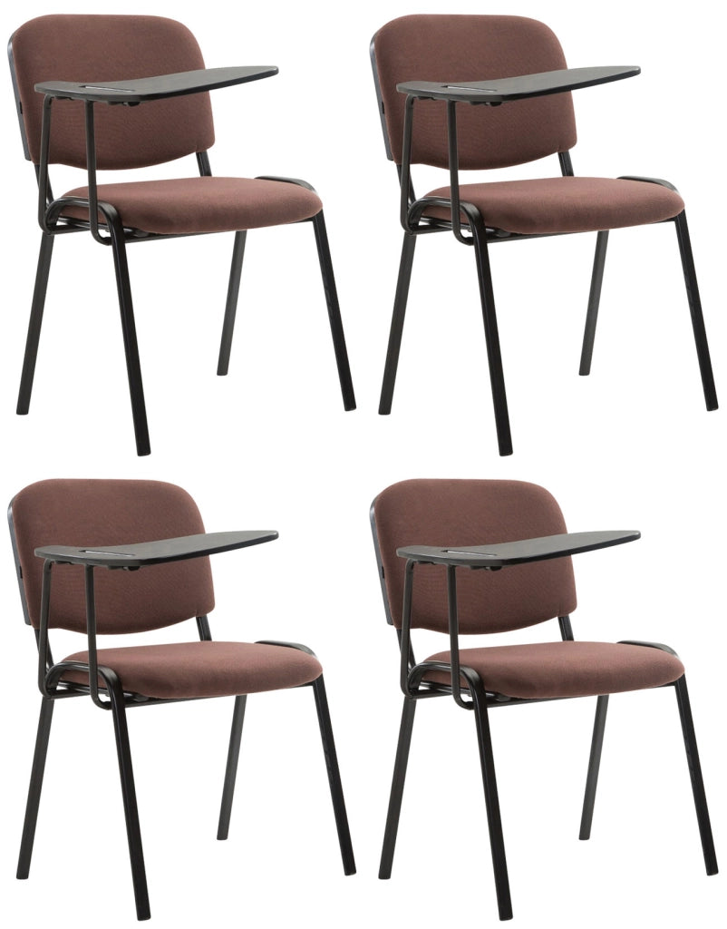 Set di 4 sedie Ken in tessuto con tavolo pieghevole marrone