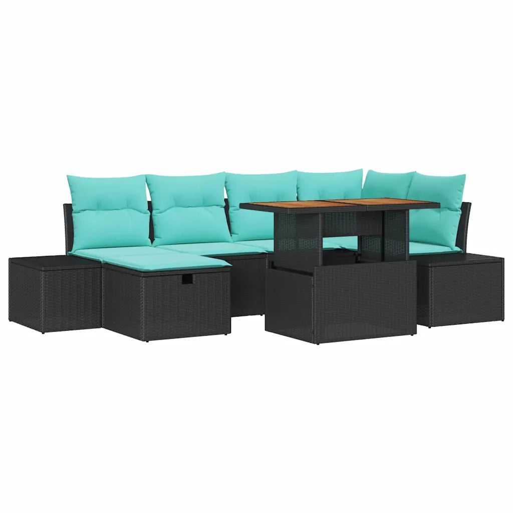 Set Divano da Giardino 7 pz Nero polyrattan 3360057