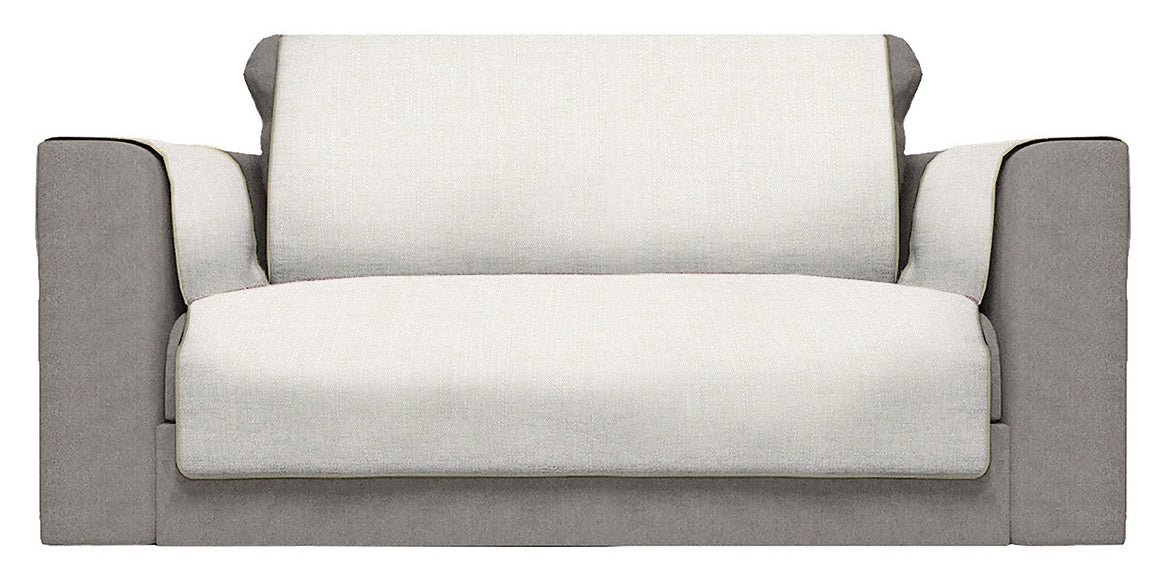 Copridivano con Copri Braccioli Seduta 125 cm in Poliestere Panna