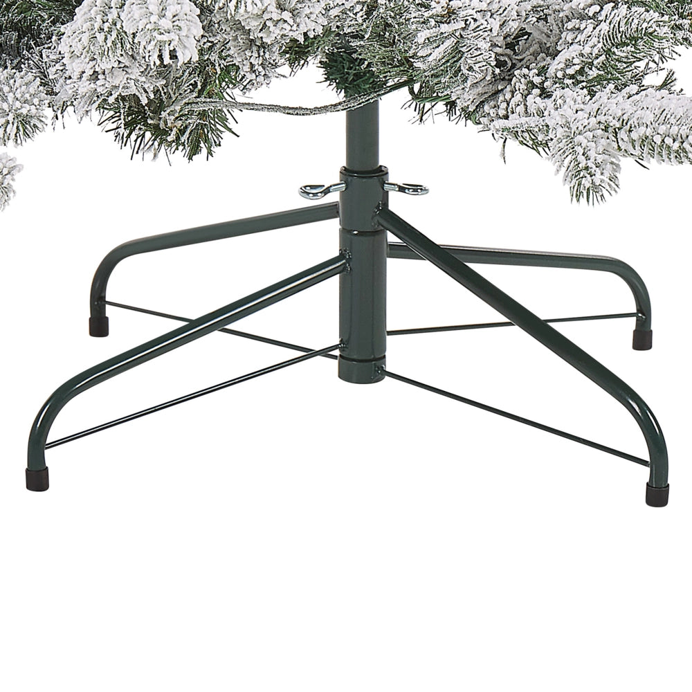 Albero di Natale artificiale innevato preilluminato con supporto in metallo 180 cm bianco