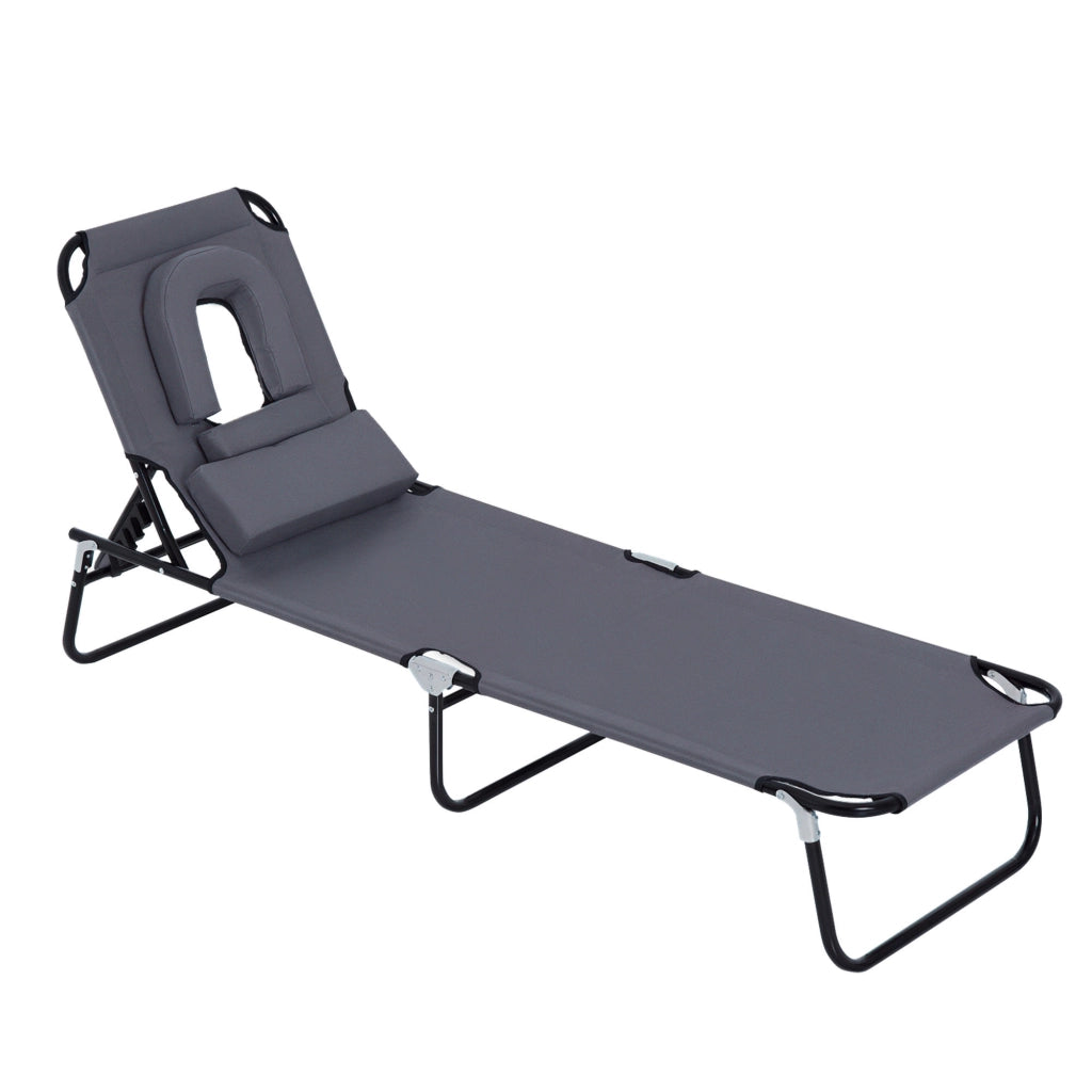 Sdraio da giardino pieghevole con cuscino ¨C zephmum ¨C grigio