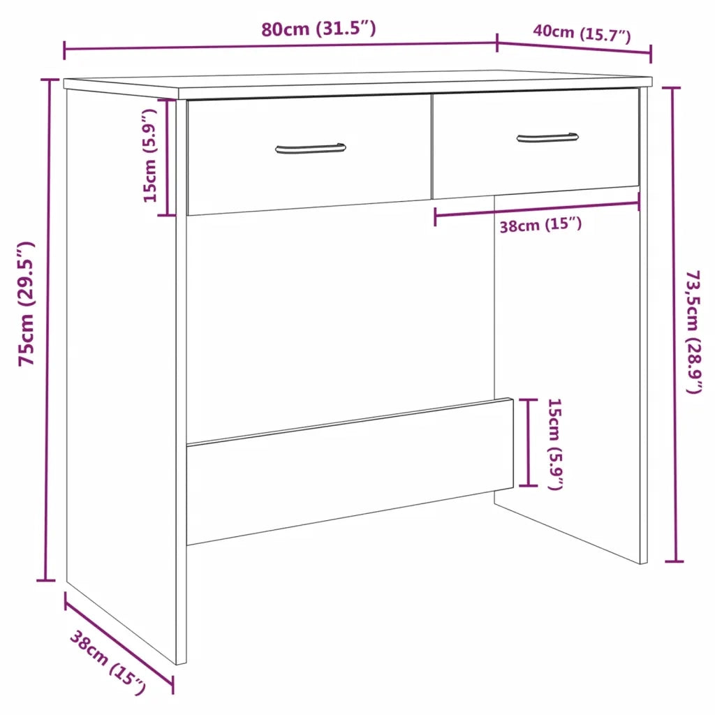 Scrivania | Tavolo da Ufficio Rovere Fumo 80x40x75 cm in Legno Multistrato