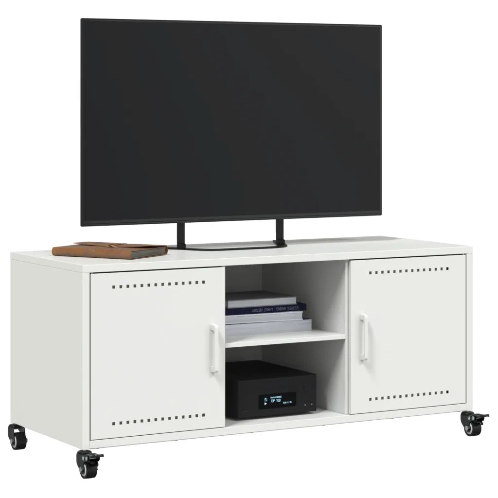 Mobile TV Bianco 100,5x39x43,5 cm in Acciaio
