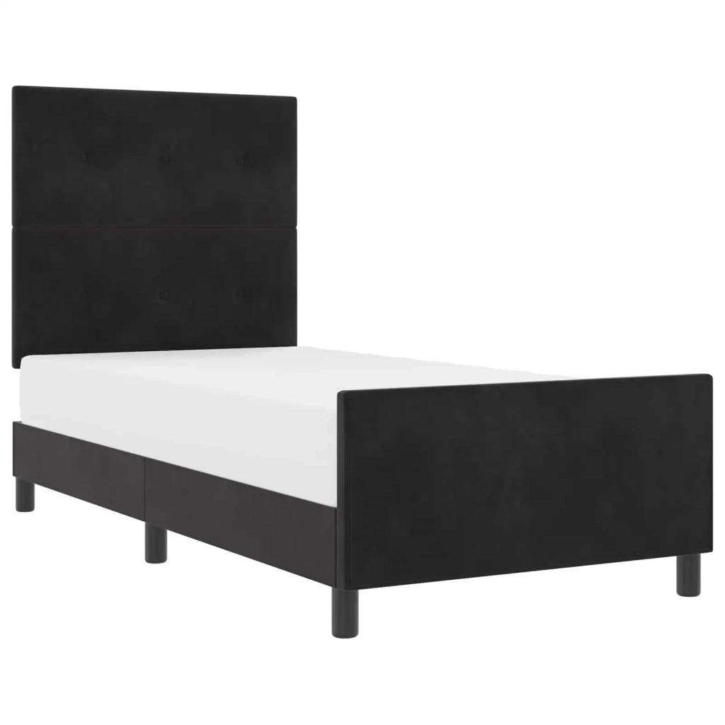 Letto a molle con testiera Nero 100 x 200 cm Velluto