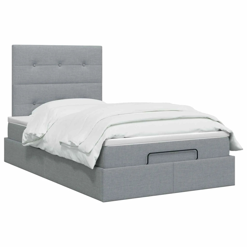 Letto ottomano con materasso Grigio Chiaro 120 x 190 cm Tessuto 3457473