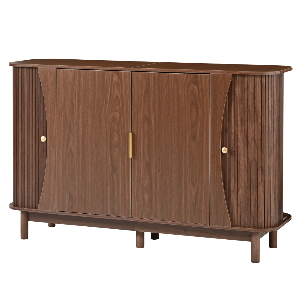 Sideboard in MDF effetto noce 140x40x88 cm; con ripiano regolabile e ante
