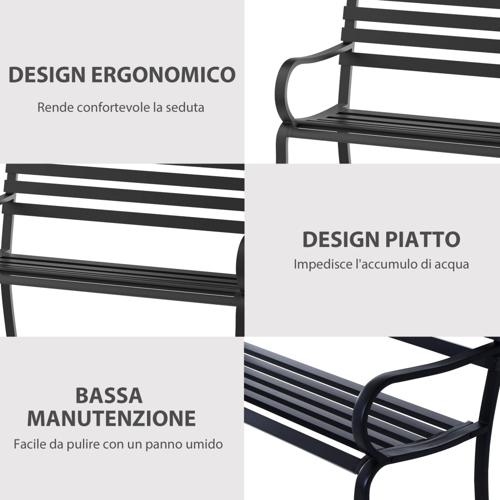 Panchina da Giardino 2 Posti ¨C zephmum ¨C Nero, Metallo, 127x62x82cm