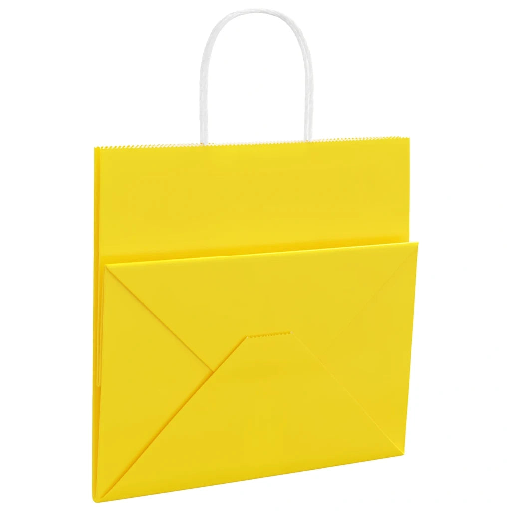 Sacchetti di Carta 250 pz con Manici Gialli 26x17x25 cm CFW1286010