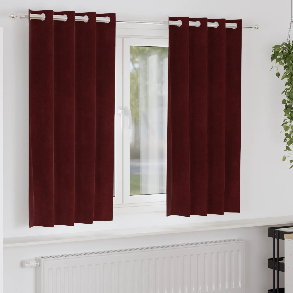 Tende oscuranti  con occhielli 2 pezzi Rosso vino in velluto