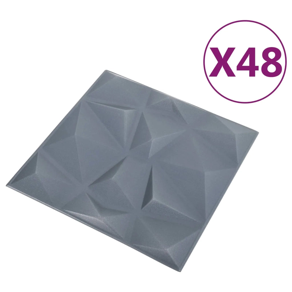 Pannelli da parete 48 pcs Grigio Diamante 50 x 50 cm