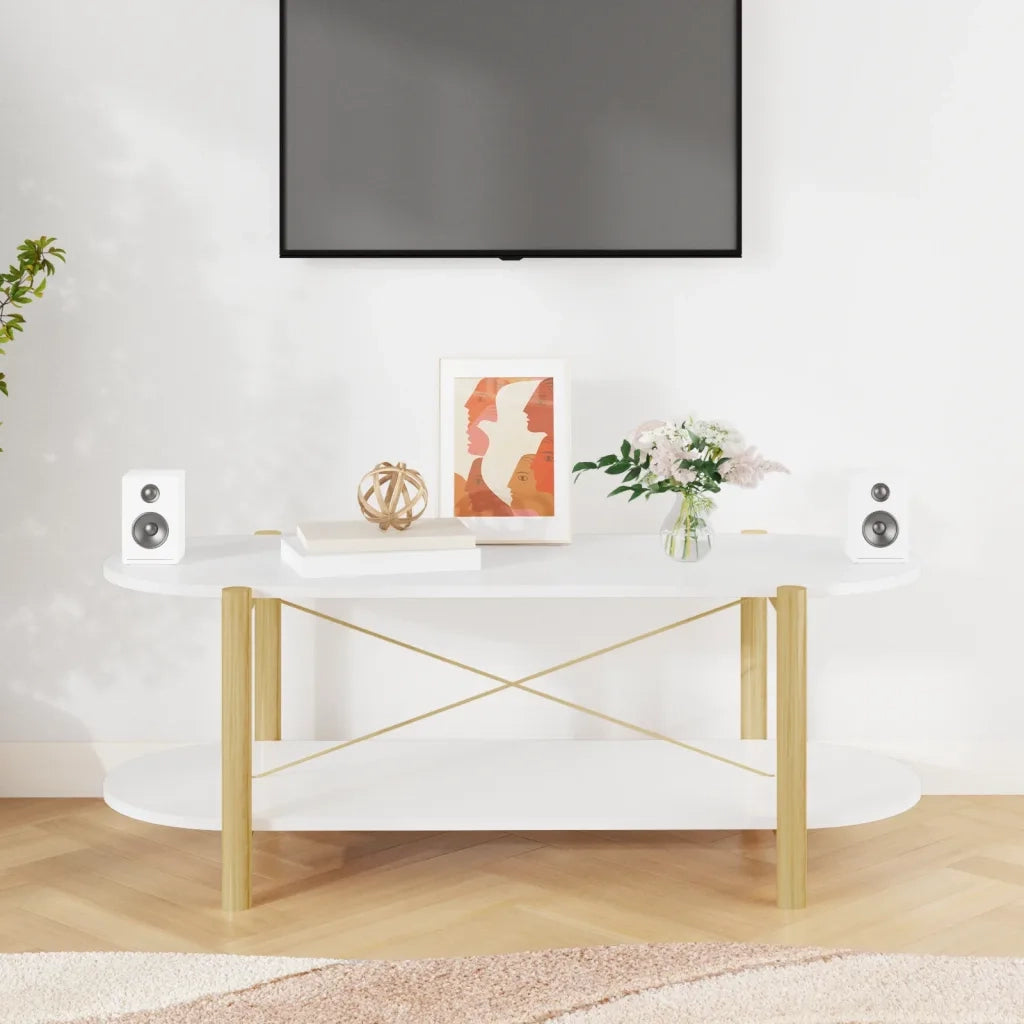 Tavolino da Salotto Bianco 110x48x40 cm in Legno Multistrato 345687