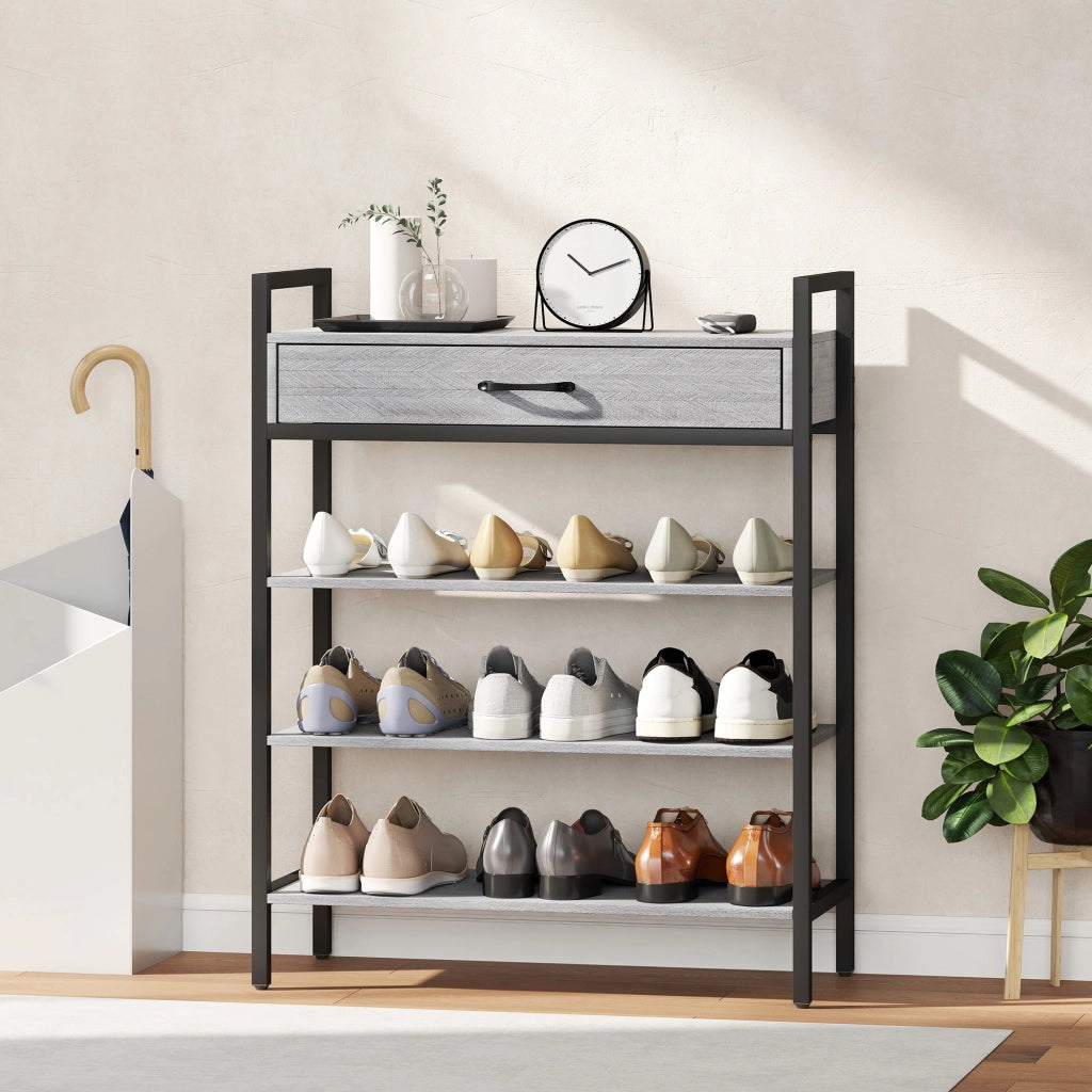 Scarpiera 4 Ripiani ¨C Zephmum ¨C Grigio Metallo 9 Paia