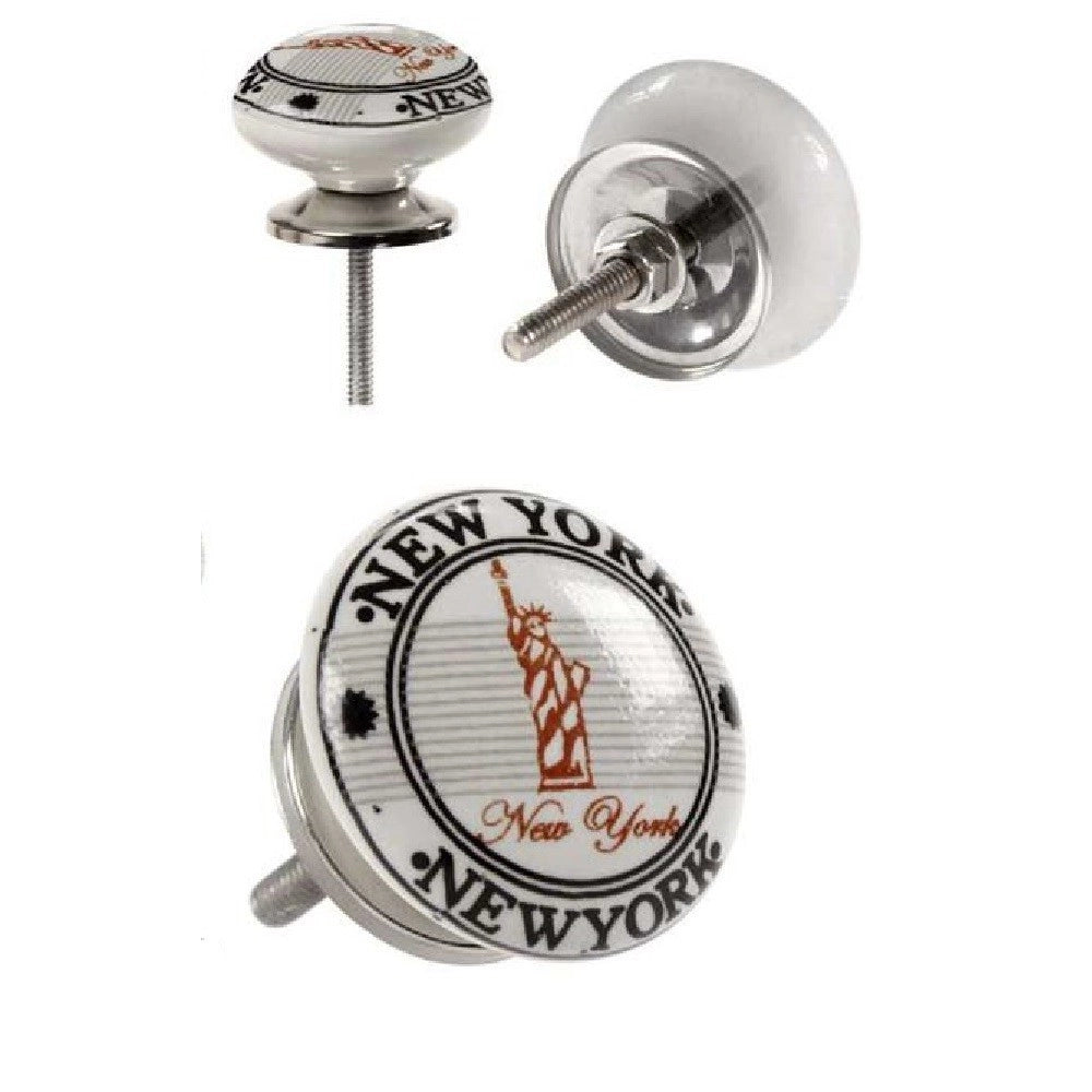 Trade Shop - Kit 2pz Pomelli Mobili Multiuso Pomello In Ceramica 40mm Decori Assortiti 843037 -