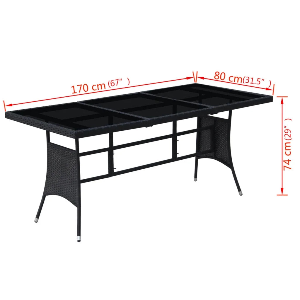 Set da Pranzo da Giardino 9 pz con Cuscini in Polyrattan Nero