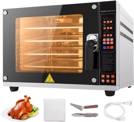 Fornello - Griglia - Ventilazione - Convezione - 4500W - 4 Livelli - 60L - Funzione Spray - Acciaio Inox - 6 Funzioni - 67,5 x 64 x 50 cm