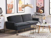 Divano Letto in Velluto Nero 3 Posti Click Clack Gambe In Metallo Dorato