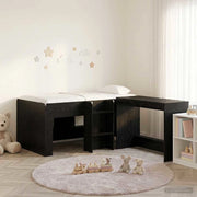 Letto alto per bambini con scrivania 2 pz Rovere Nero 3423463