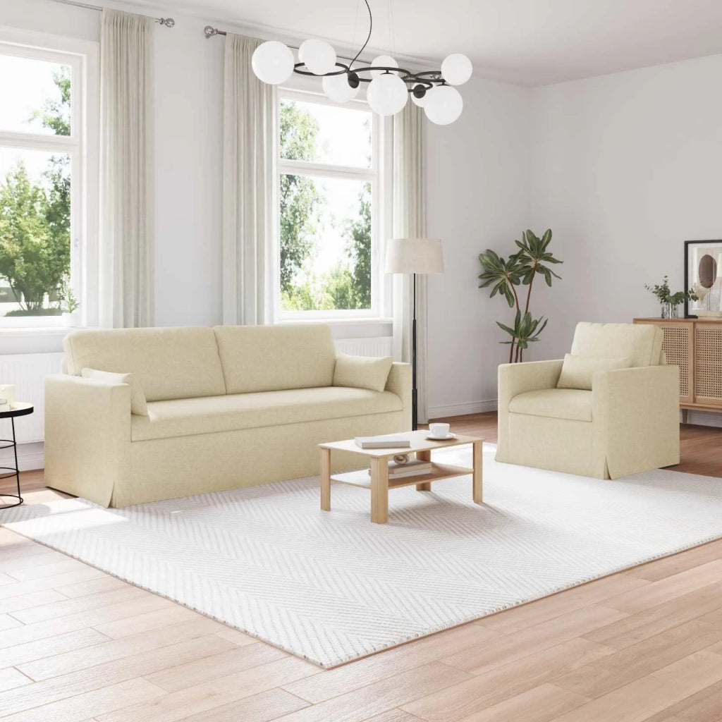 Set di divani 2 pcs Crema 198 x 78 x 80 cm Tessuto