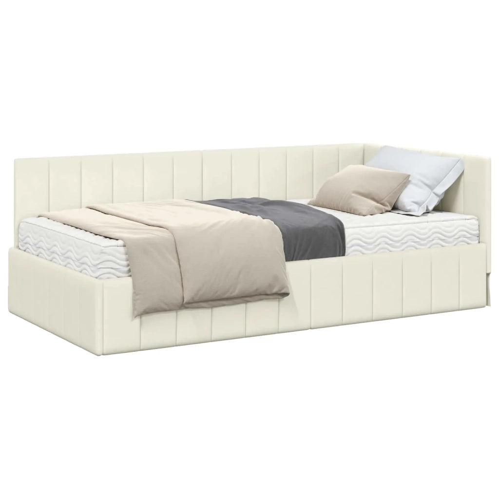 Struttura Letto Angolare con Materasso 2 pcs Crema Velluto 3393875