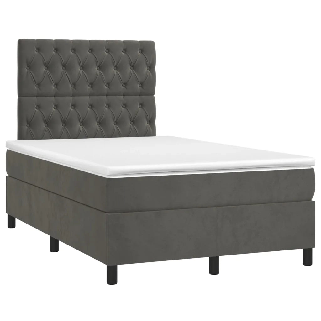 Giroletto a Molle con Materasso Grigio Scuro 120x200 cm Velluto cod mxl 62810