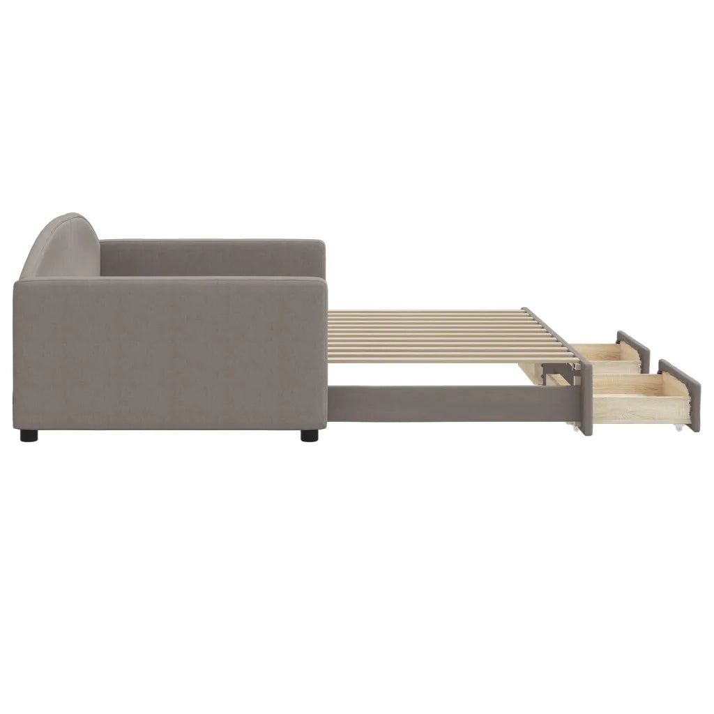 Divano Letto Estraibile con Cassetti Tortora 100x200 cm Tessuto 3197232