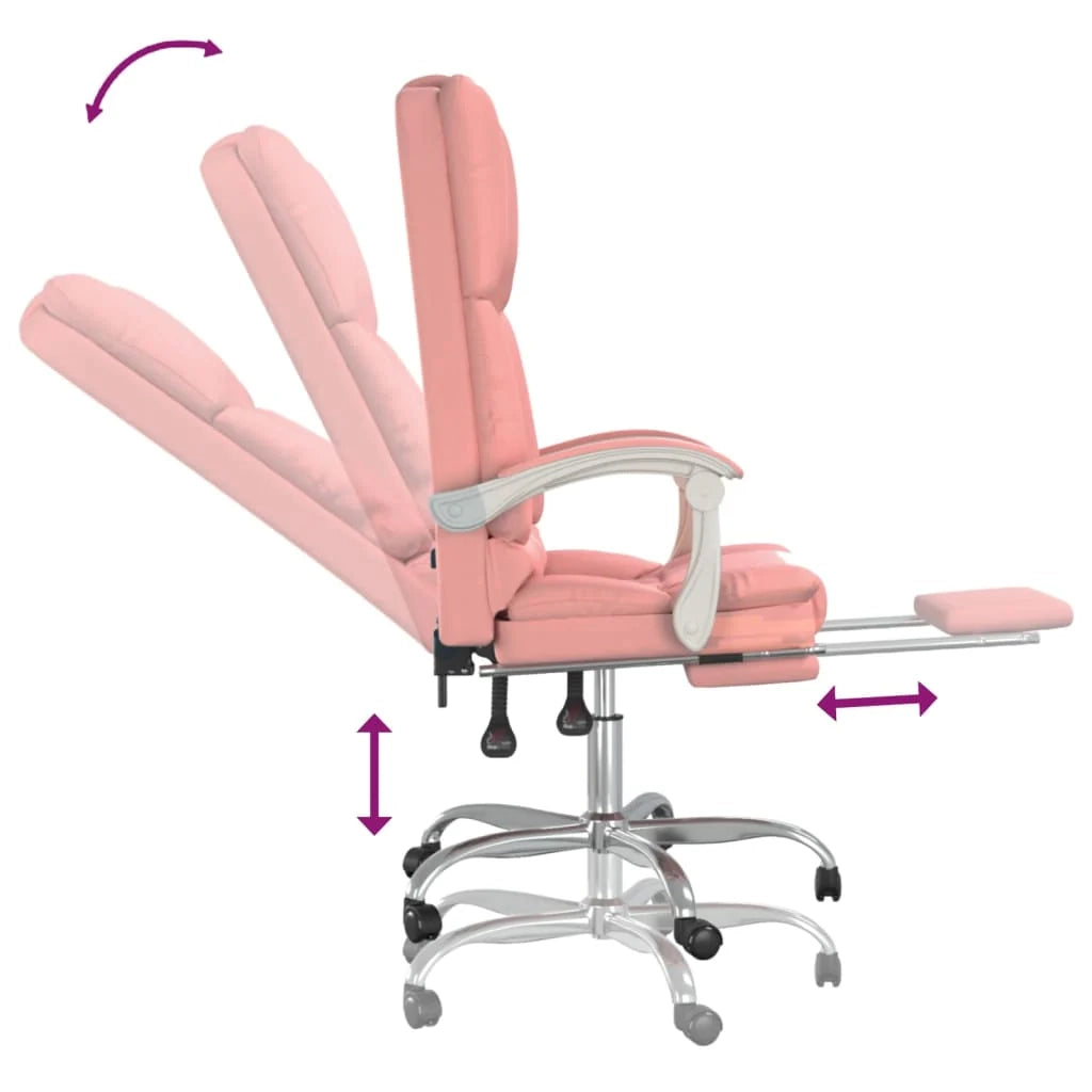 Poltrona da ufficio/studio reclinabile in similpelle rosa per massaggi 02_0025391