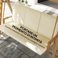 Dondolo da Giardino 3 Posti con Tettuccio Regolabile e Cuscini, 195x120x170 cm, Beige