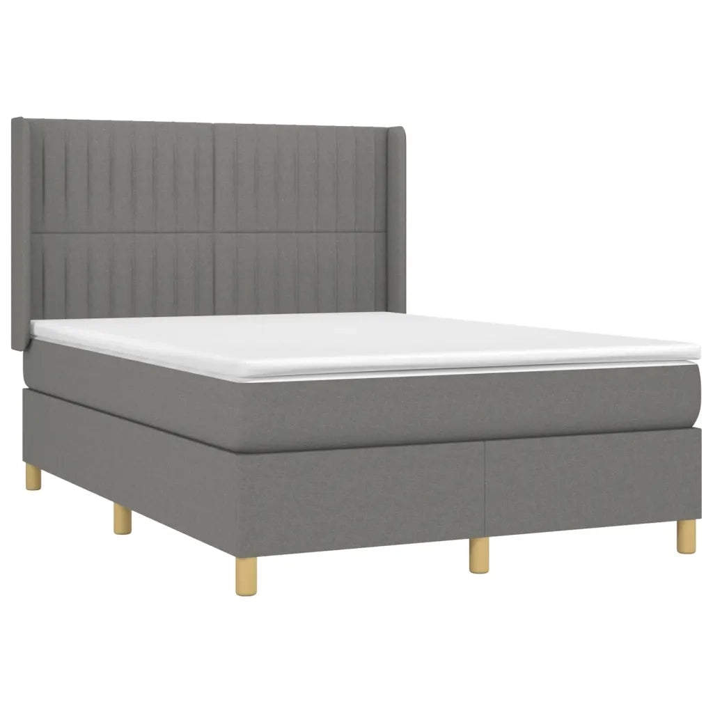 Giroletto a Molle con Materasso Grigio Scuro 140x200cm Tessuto 3132154