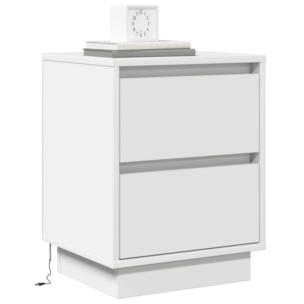 Comodini con luci LED 2 pcs Bianco 39x34.5x50 cm