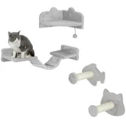 Giocattolo Arrampicata per Gatti con Pale di Sisal, Piattaforma Doppia con Scala e 1 Piattaforma per Saltare, Grigio