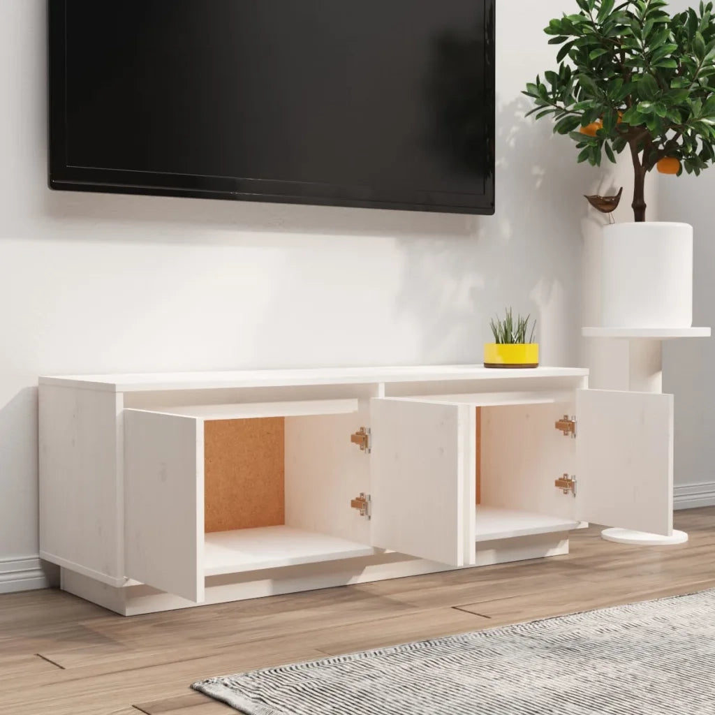 Mobile Porta TV-Mobile per TV-Credenza TV Bianco 110x34x40 cm in Legno Massello di Pino