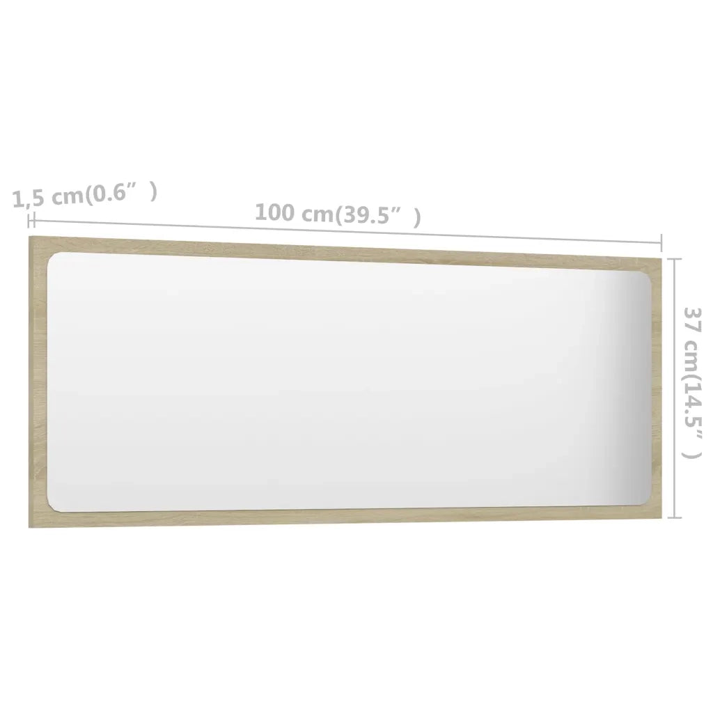 Specchio da Bagno Rovere Sonoma 100x1,5x37 cm Legno Multistrato 804633