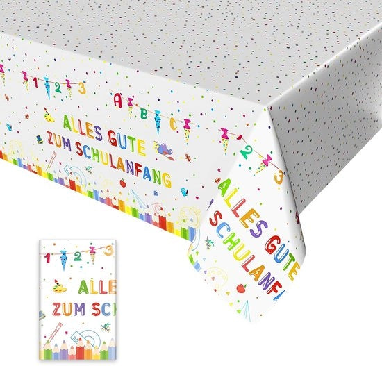 Tavolo per bambini con tovaglia per la scuola, decorazione per la scuola, tovaglia per tavolo 137 x 274 cm