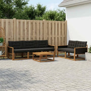 Set di divani da esterno con cuscino 6 pcs Naturale e Nero 3381240