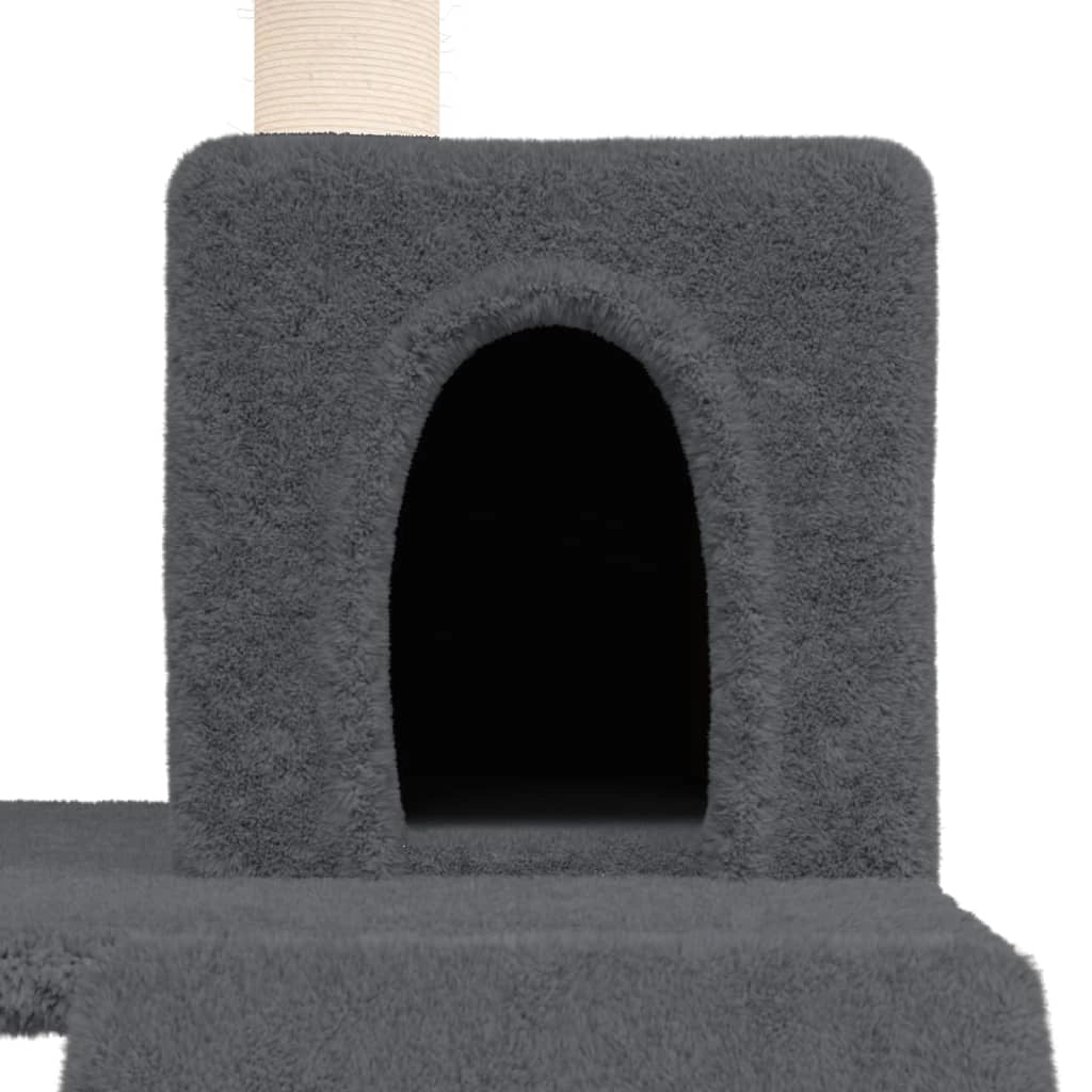 Tiragraffi per gatti mobile torre arrampicata giocattolo tiragraffi piattaforma da arrampicata con tiragraffi in sisal scuro 82 cm grigio 02_0022704