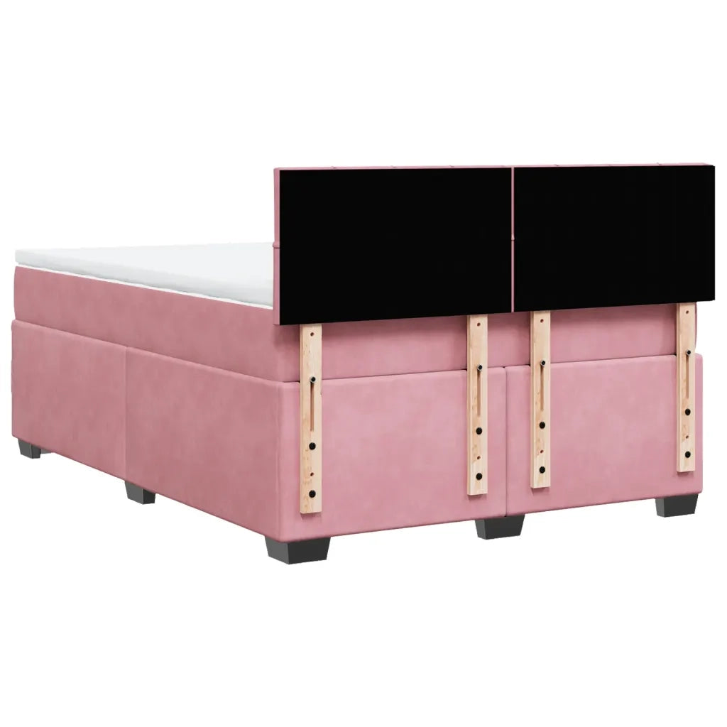 Giroletto a Molle con Materasso Rosa 140x190 cm in Velluto