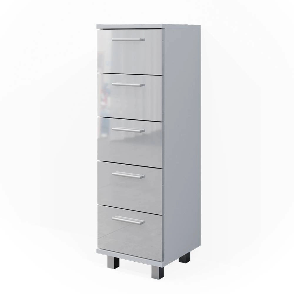 Vicco Cassettiera da bagno Bianco lucido 30 x 95 cm