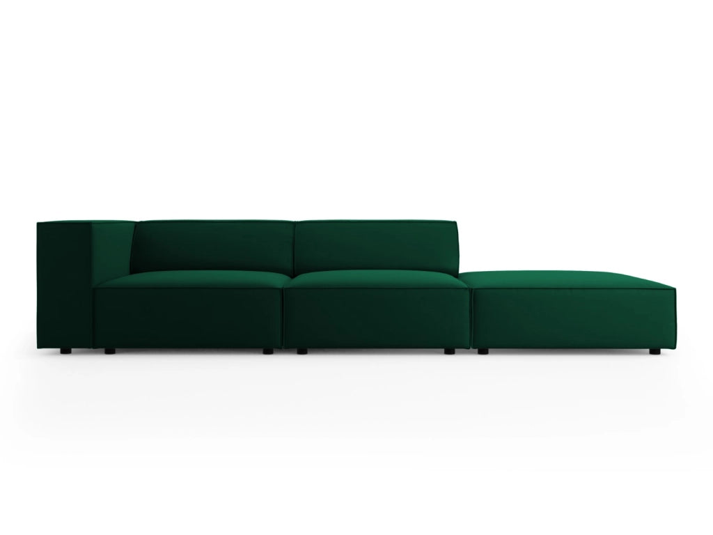 Cosmopolitan Design - Divano destro "Arendal" 4 posti in velluto verde bottiglia 
