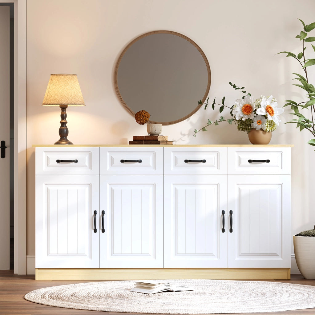 Credenza moderna in MDF 160 cm con 4 ante, 4 cassetti e ripiani regolabili