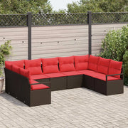 Set di divani con cuscino 9 pcs Marrone polyrattan