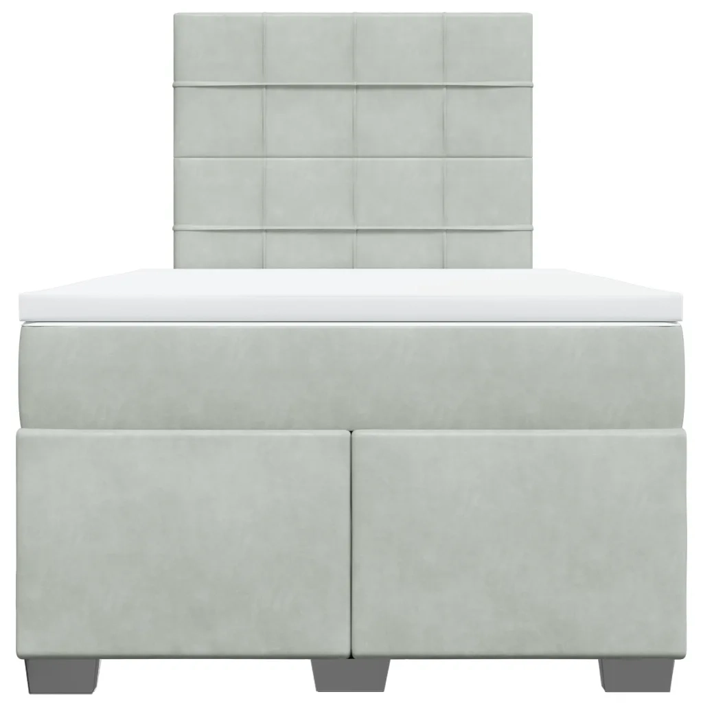 Giroletto a Molle con Materasso Grigio Chiaro 120x190cm Velluto