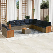 Set Divani da Giardino 12 pz con Cuscini Grigio in Polyrattan 3227818
