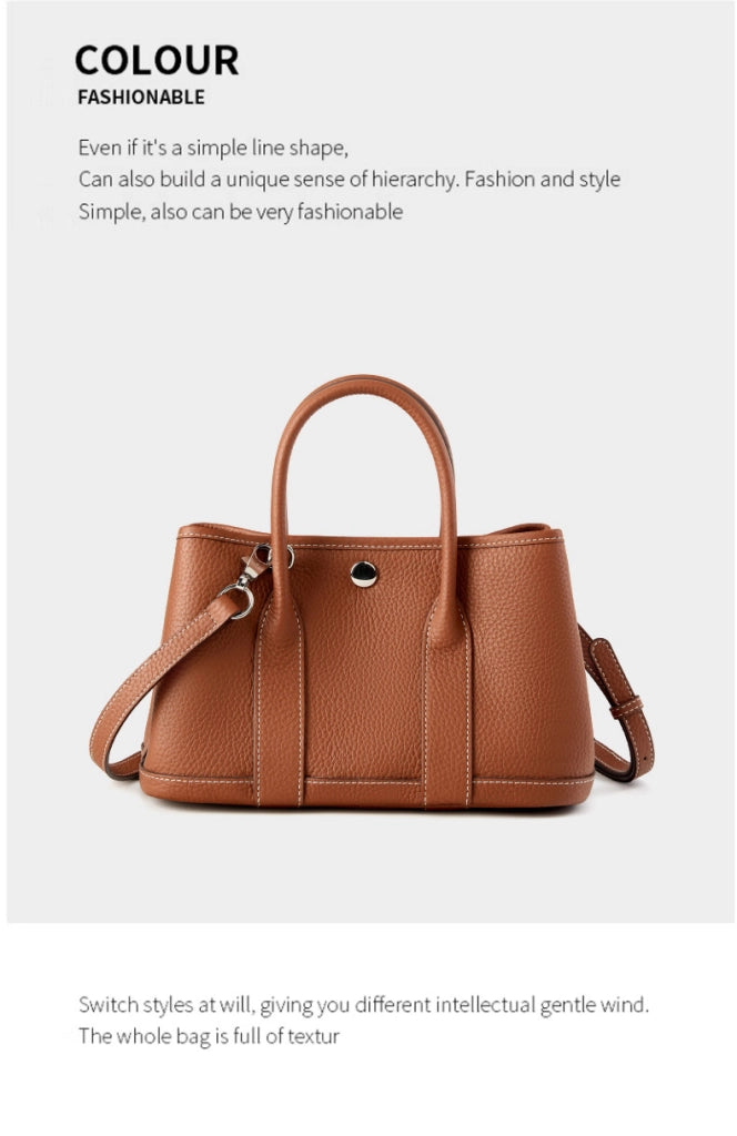 Borsa a mano e a tracolla da donna in vera pelle, marrone