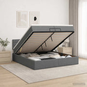 Letto ottomano con materasso Grigio Scuro 200 x 200 cm Tessuto 3456269