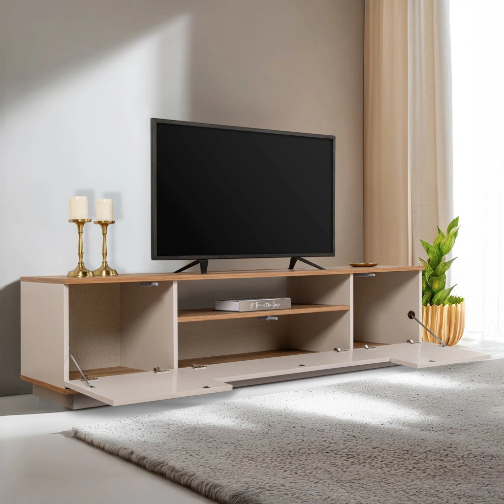Porta TV in legno "Veramont" - 180 x 44 x 44 cm - Crema