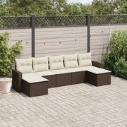 Set Divani da Giardino 7 pz con Cuscini Marrone in Polyrattan 3219333