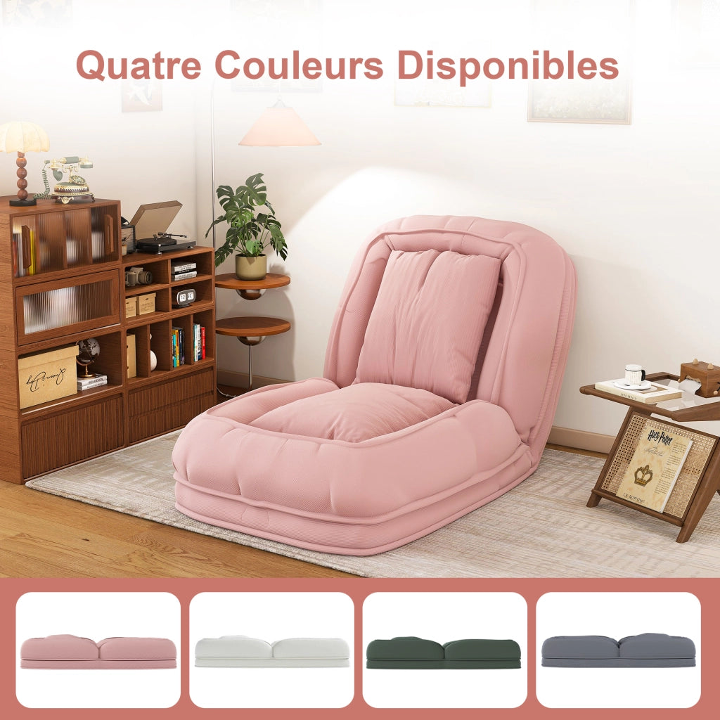 DIVANO LETTO Pieghevole Ergonomico Rosa in Tessuto e Metallo