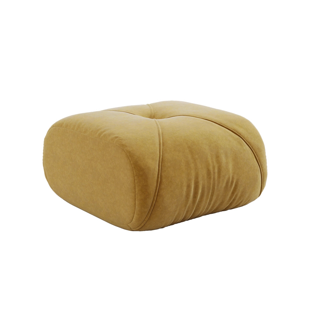 Divano modulare in ciniglia gialla con design ergonomico