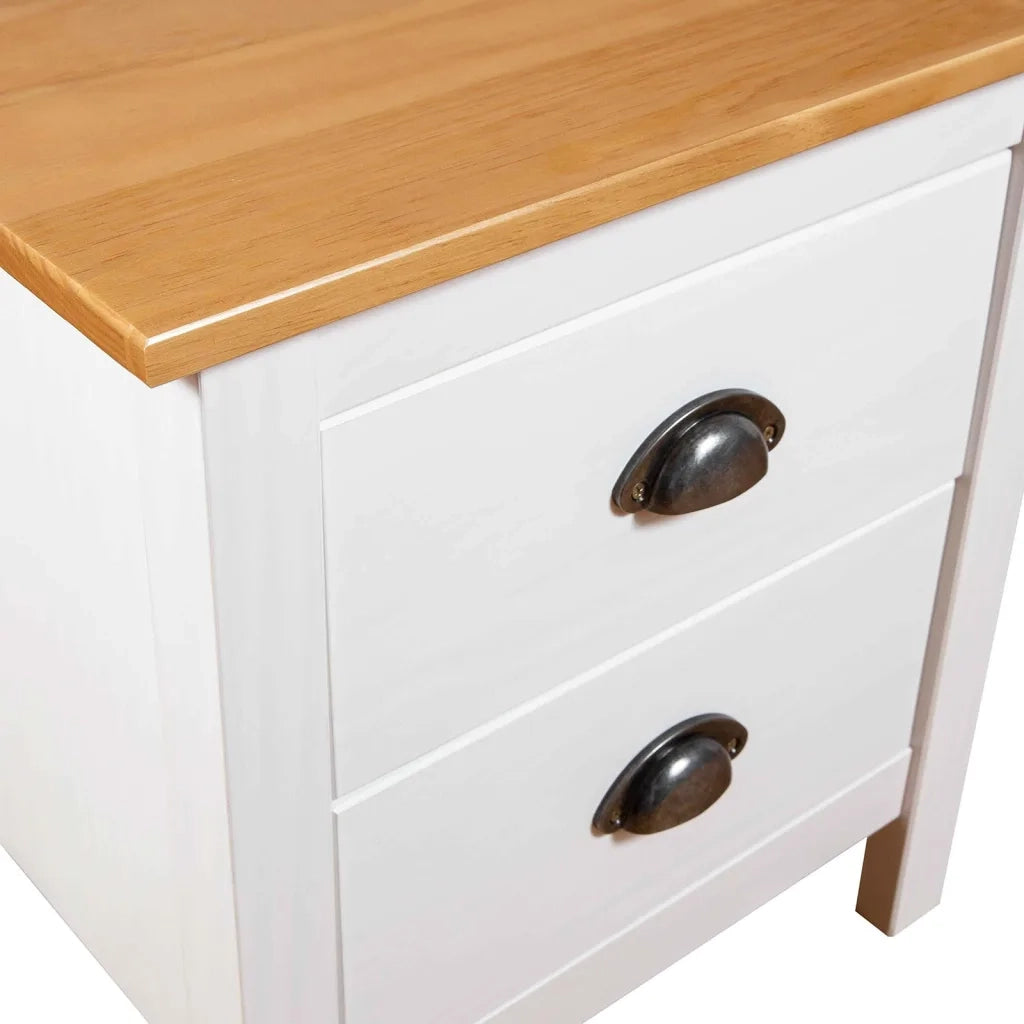 Comodini Hill Bianchi 2 pz 46x35x49,5 cm Legno Massello di Pino 288910
